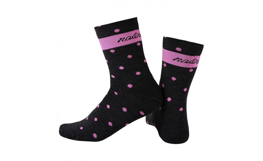 NALINI Ponožky Wool Lady Sock Black/Pink 4720 - S/M