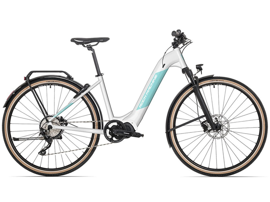 ROCK MACHINE Crossride e400 Touring Gloss White/Mint - M/17“ | Mojekolo.cz