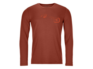 Tričko ORTOVOX 185 Merino logo spray LS Clay Orange