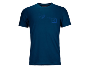 Tričko ORTOVOX 185 Merino logo spray SS Petrol Blue