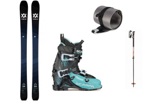 PŮJČOVNA Skialpový set lyže 154cm s pásy a vázáním + boty + hole