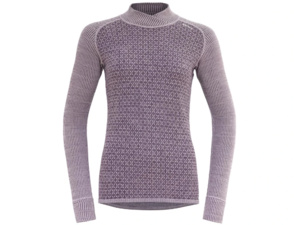 Dámské triko s dlouhým rukávem DEVOLD Kvitegga Merino 230 Cross Neck Orchid